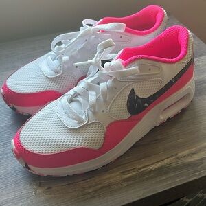 Nike Air, white, hot pink and black running shoes, size 7, worn once